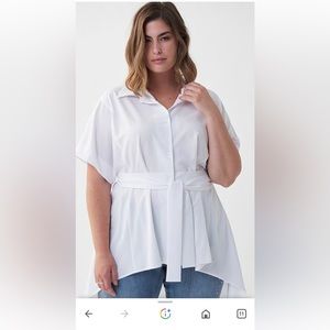 JOSEPH RIBCOFF WHITE HIGH LOW TUNIC BLOUSE